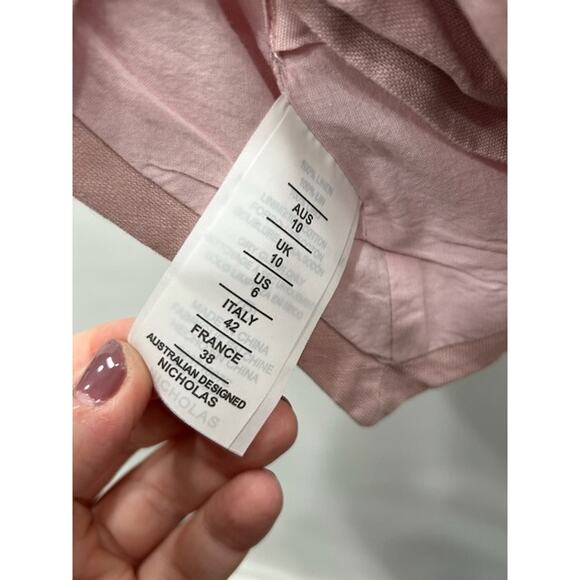 Nicholas Womens Nia Linen Halterneck Vest Button-Front Tie Back Pastel Pink Sz 6 - Picture 6 of 10